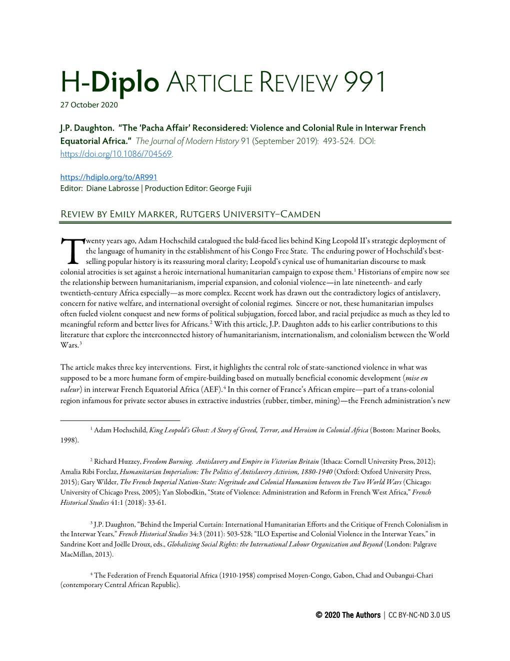 H-Diplo ARTICLE REVIEW 991 27 October 2020