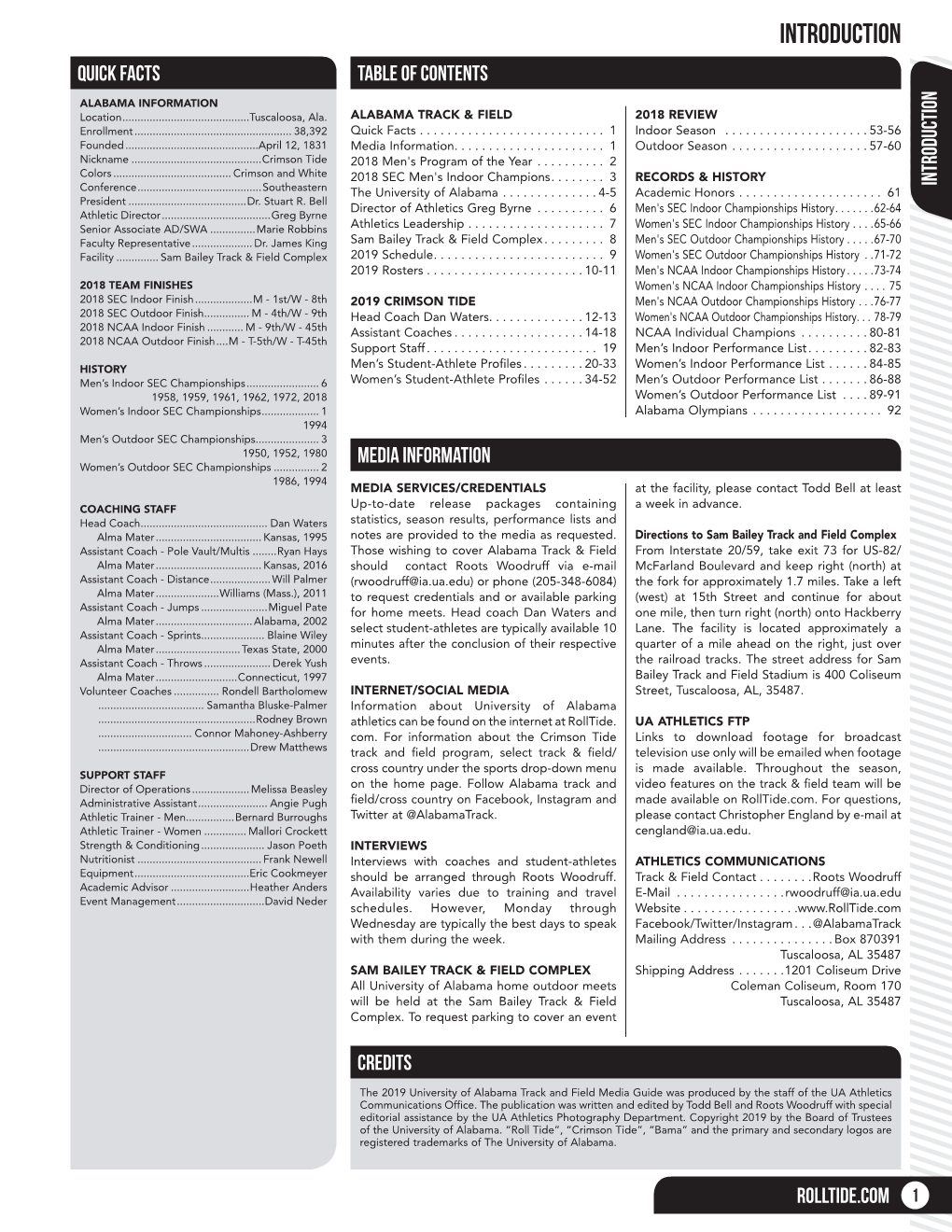 Introduction QUICK FACTS TABLE of CONTENTS