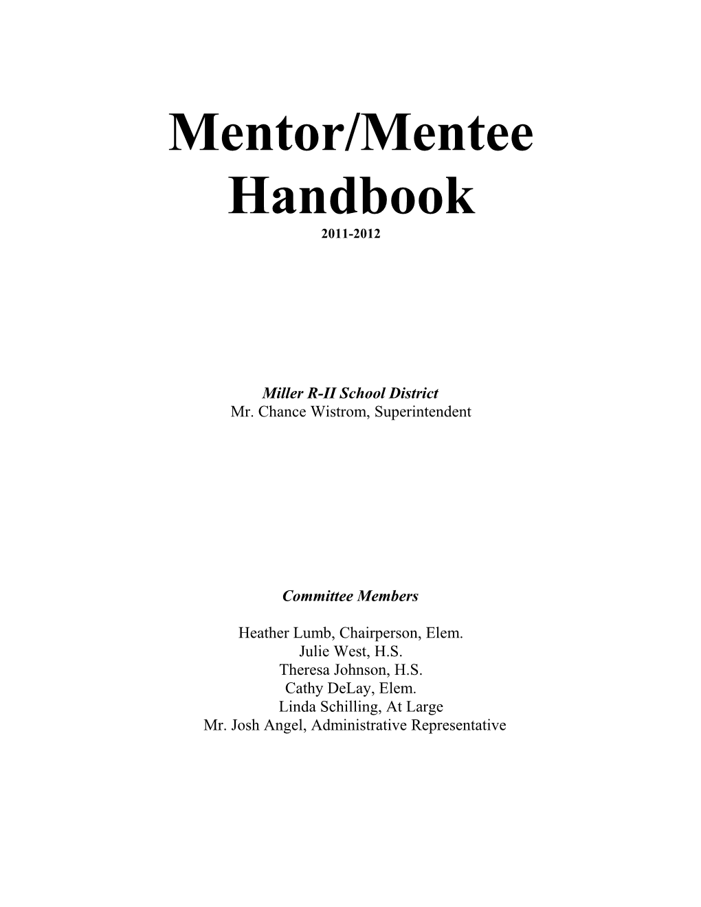 Mentor/Mentee Handbook