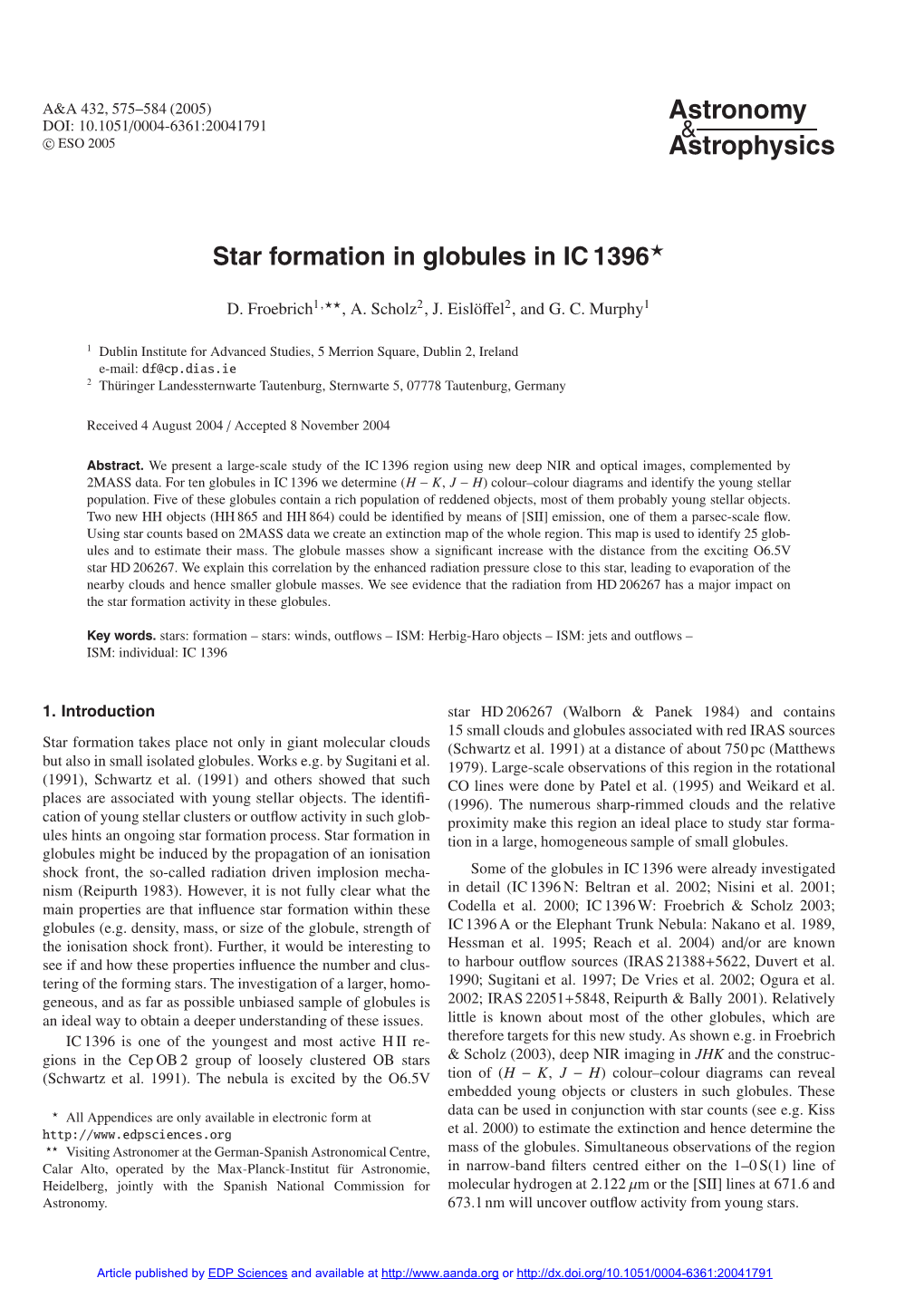 Star Formation in Globules in IC 1396