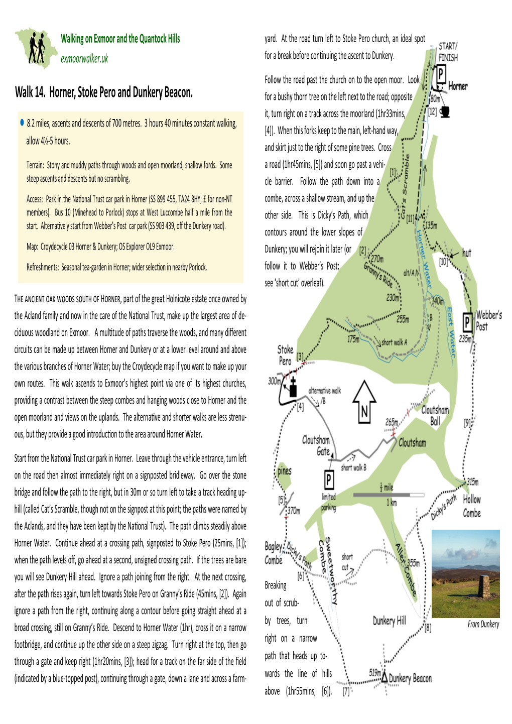 Walk 14. Horner, Stoke Pero and Dunkery Beacon