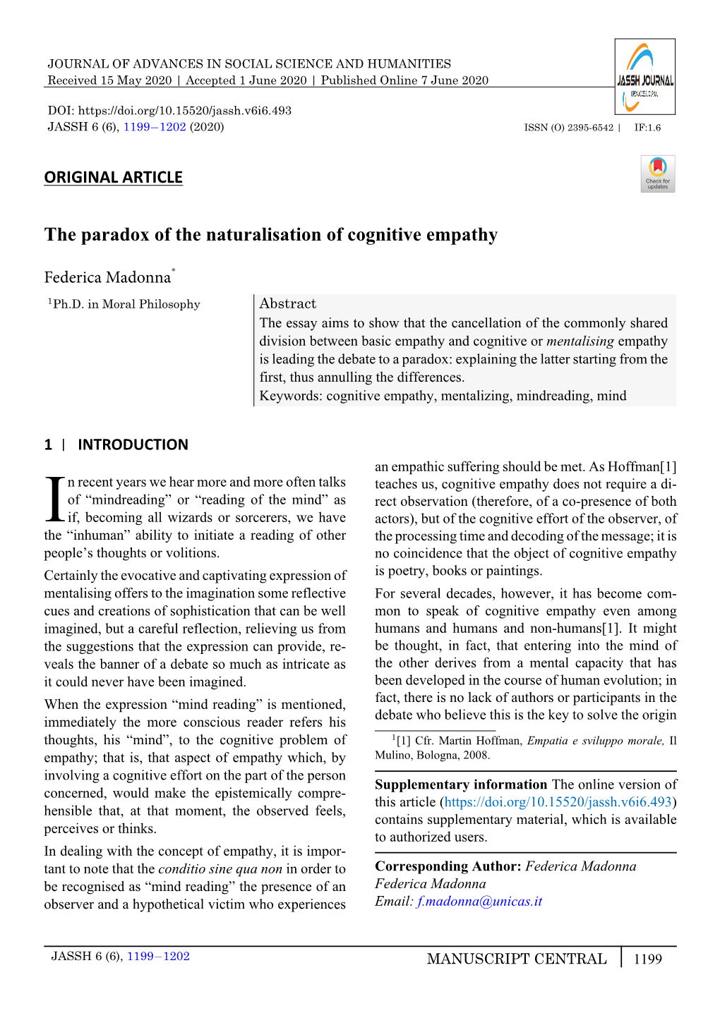 The Paradox of the Naturalisation of Cognitive Empathy