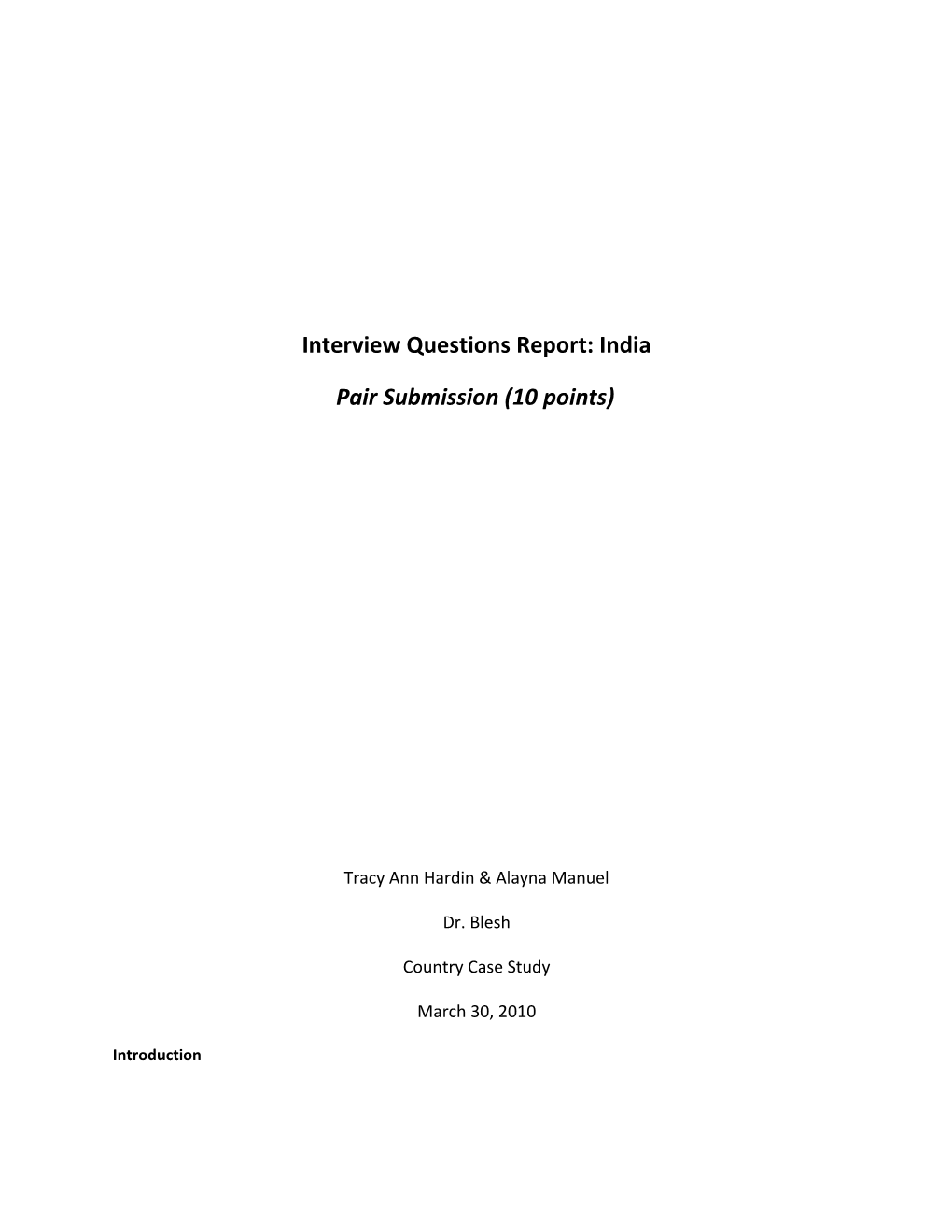 Interview Questions Report: India