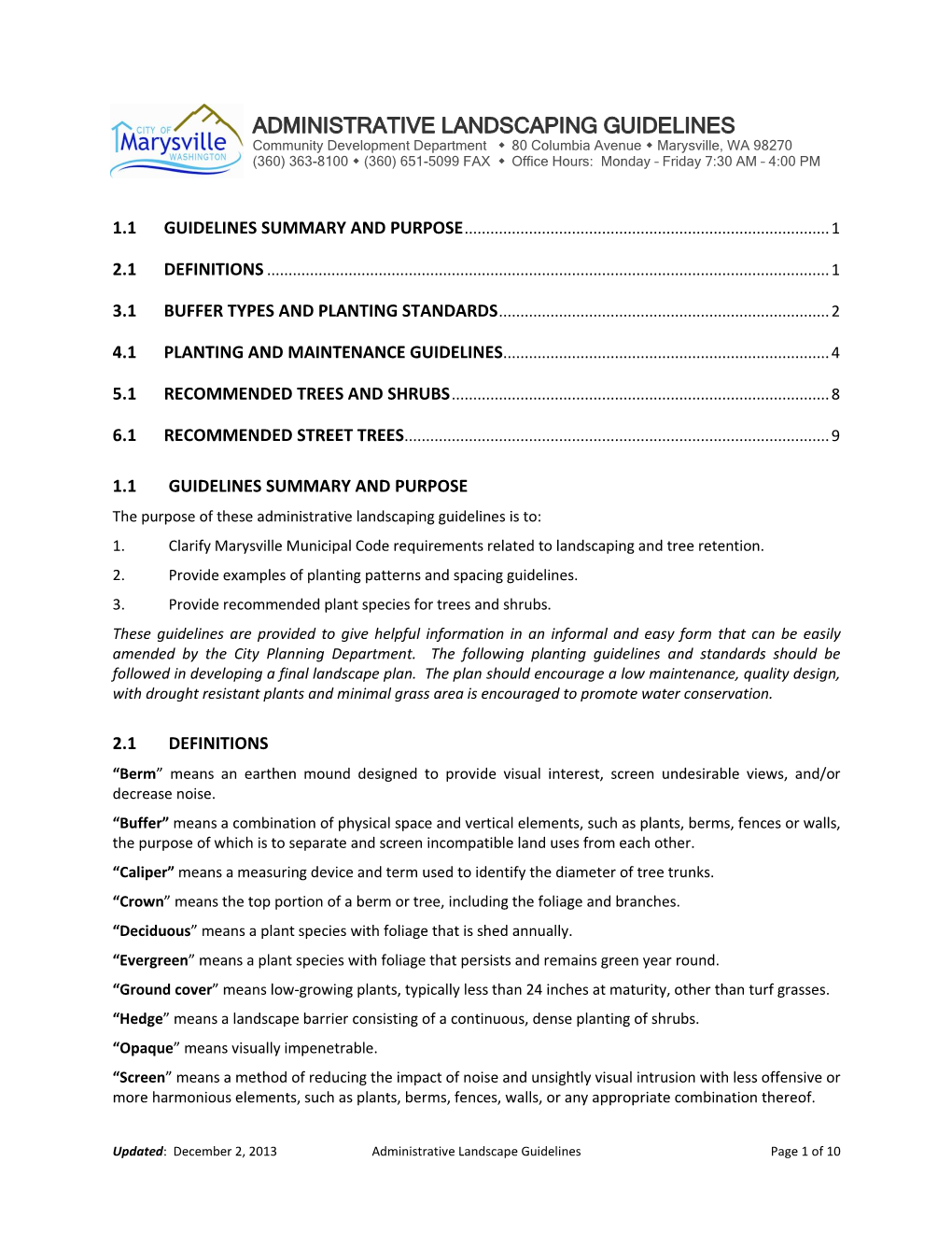 Administrative Landscaping Guidelines