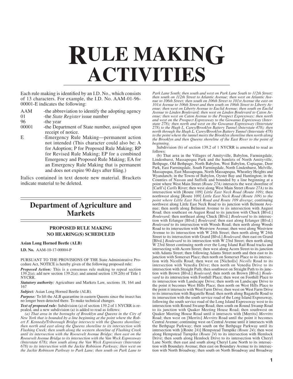 Rule Making Activities