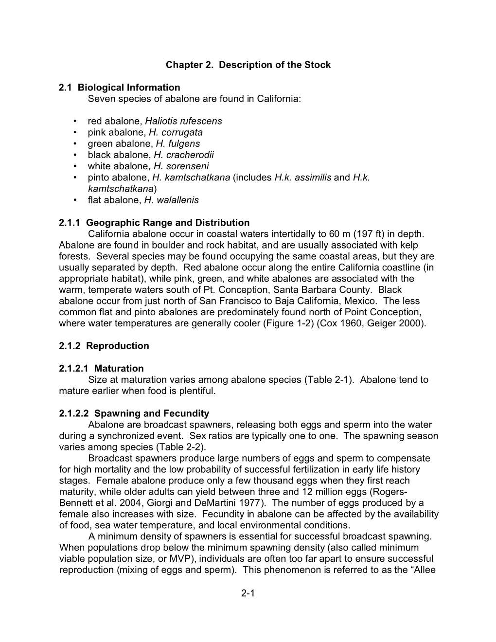 Abalone Recovery and Management Plan, Chapter 2