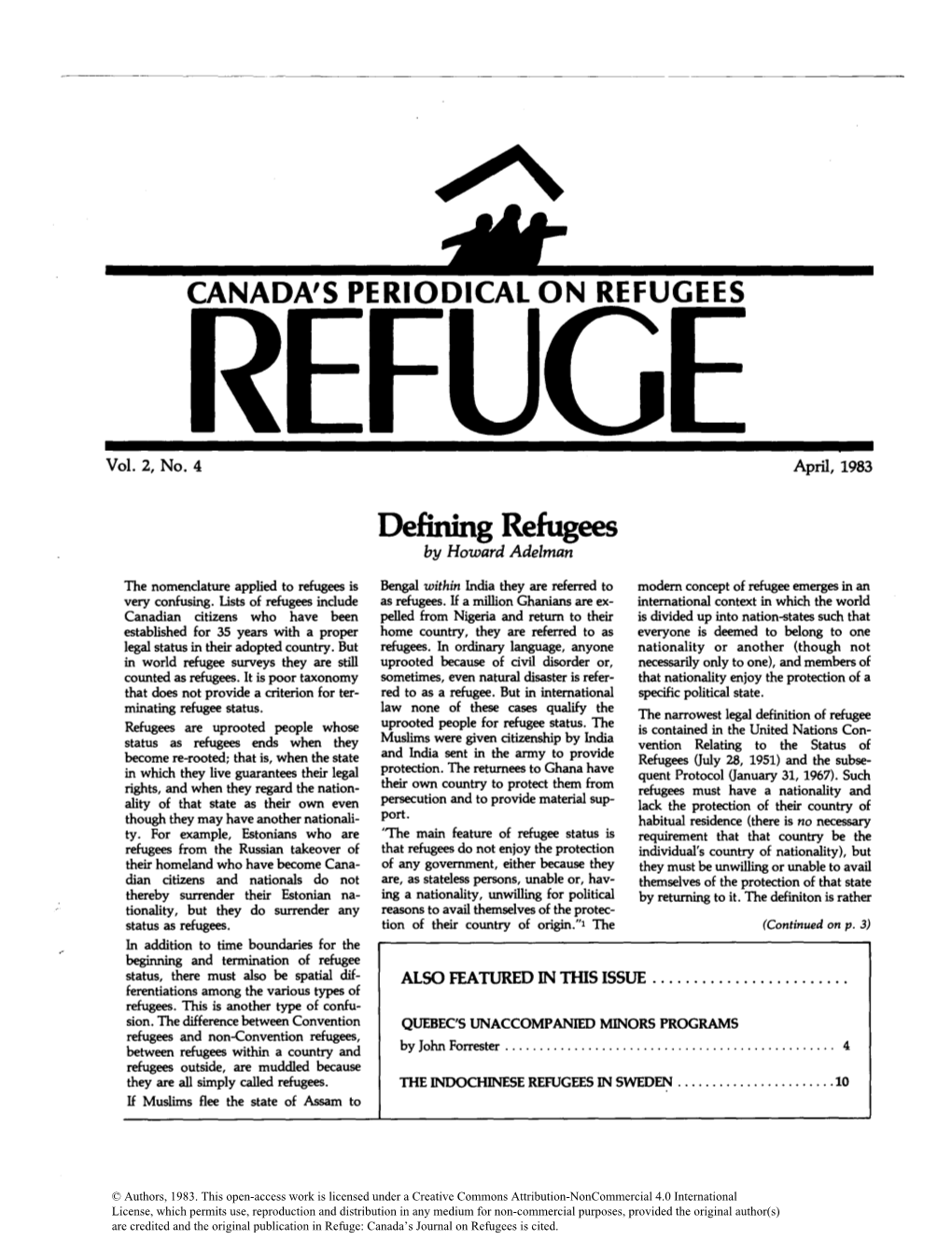 Defining Refugees by Howard Adelman