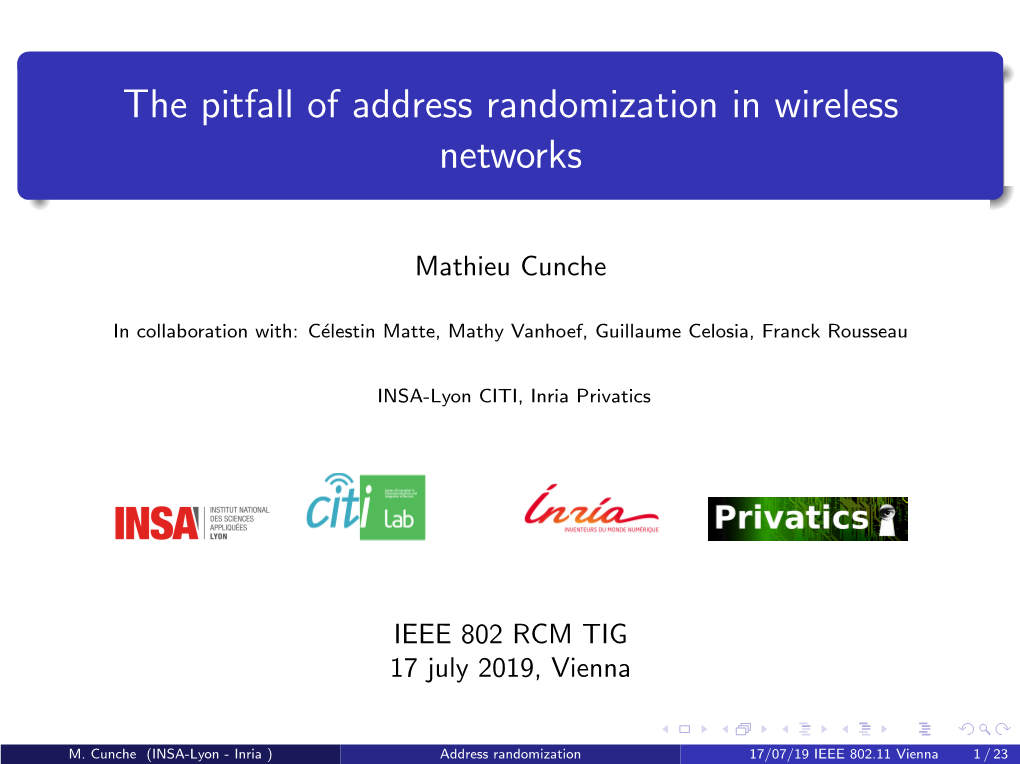 The Pitfall of Address Randomization in Wireless Networks