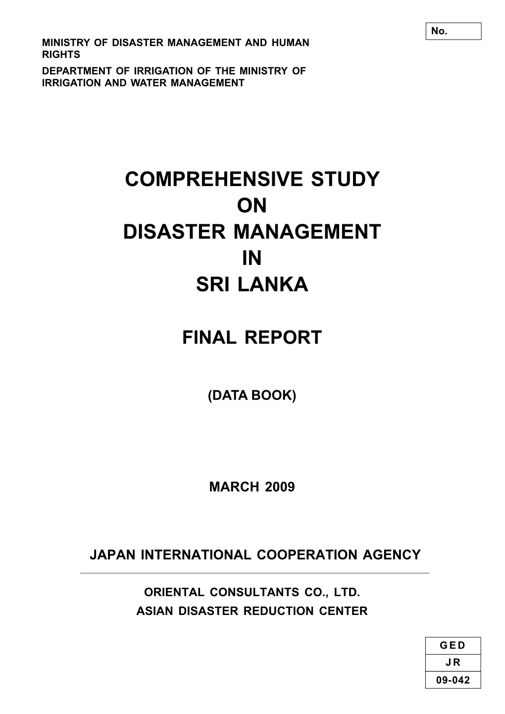 Comprehensive Study on Disaster Management in Sri Lanka