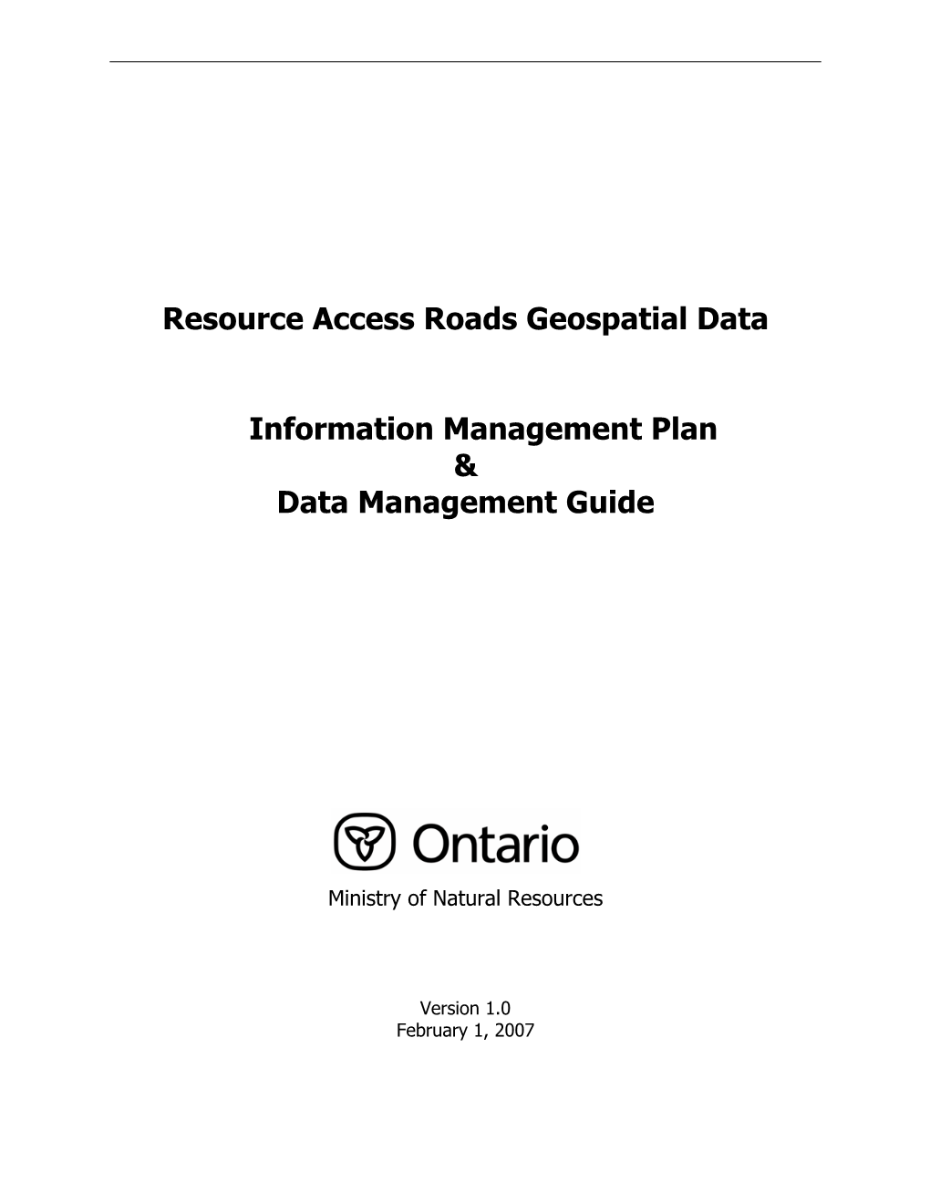 Resource Access Roads – IM Plan TOC – Straw