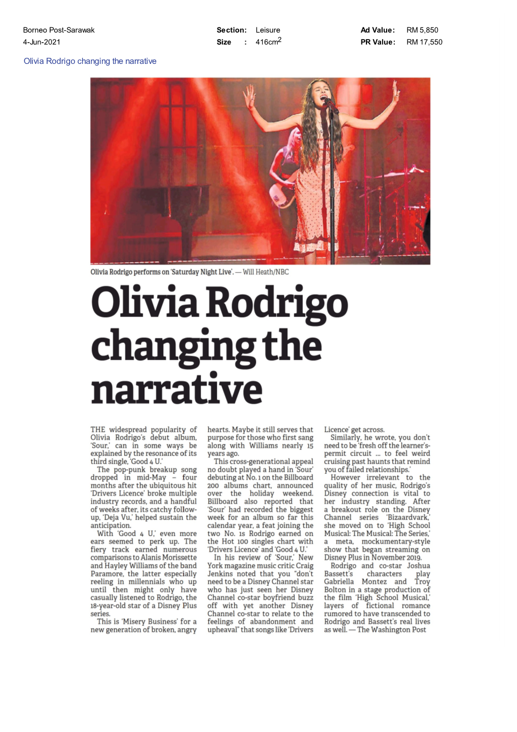 Borneo Post-Sarawak Olivia Rodrigo Changing the Narrative