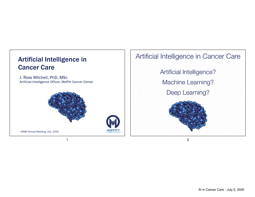 Artificial Intelligence in Cancer Care