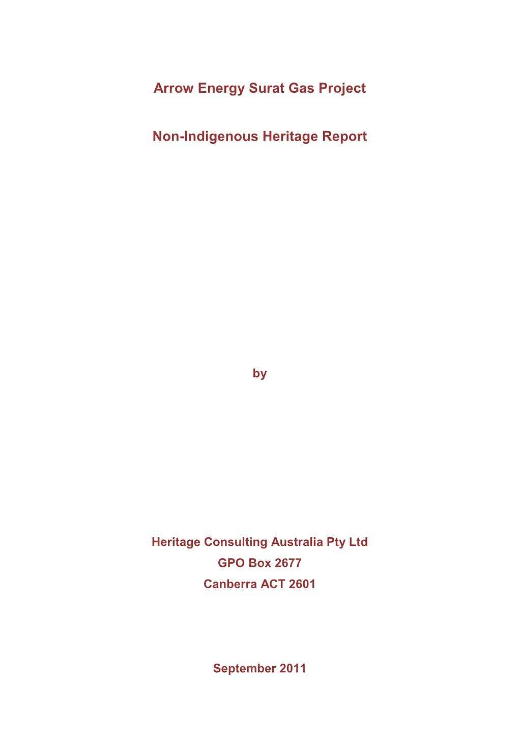 Non-Indigenous Heritage Impact Assessment