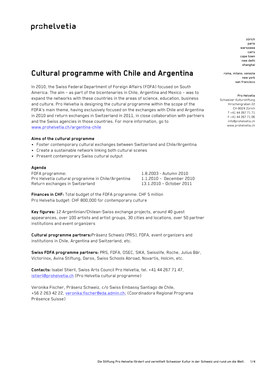 Cultural Programme with Chile and Argentina