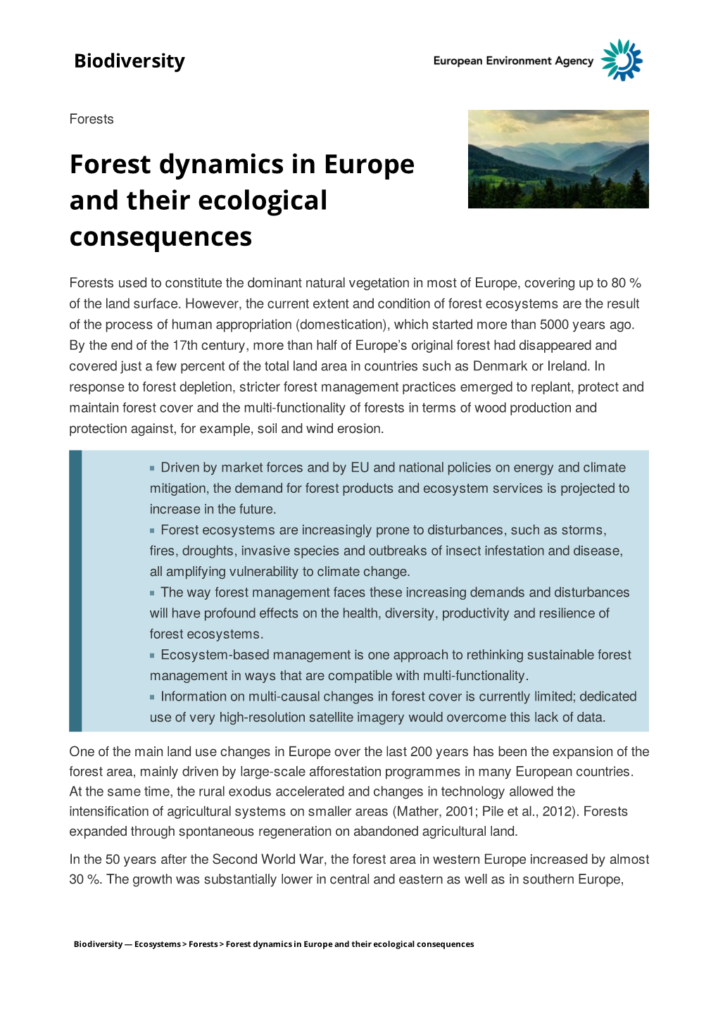 TH-AM-18-018-EN-N Forest Dynamics in Europe and Their Ecological