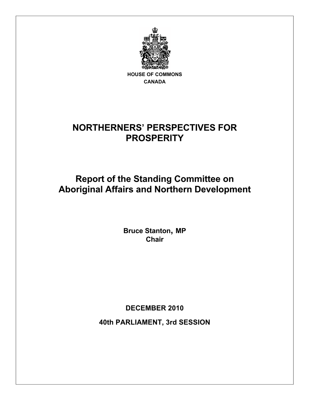 Report of the Standing Committee on Aboriginal Affairs and Northern Development