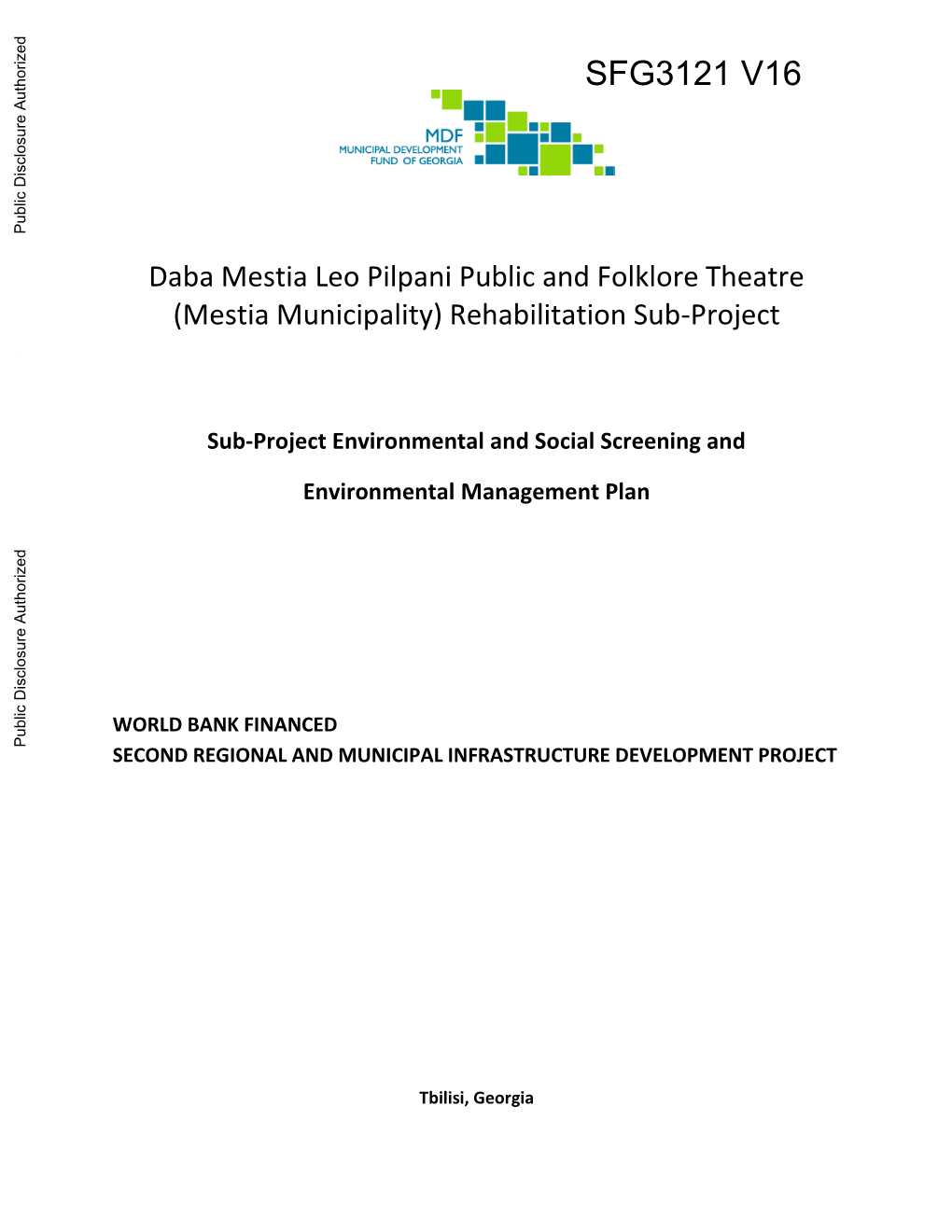 Sub-Project Environmental and Social Screening And