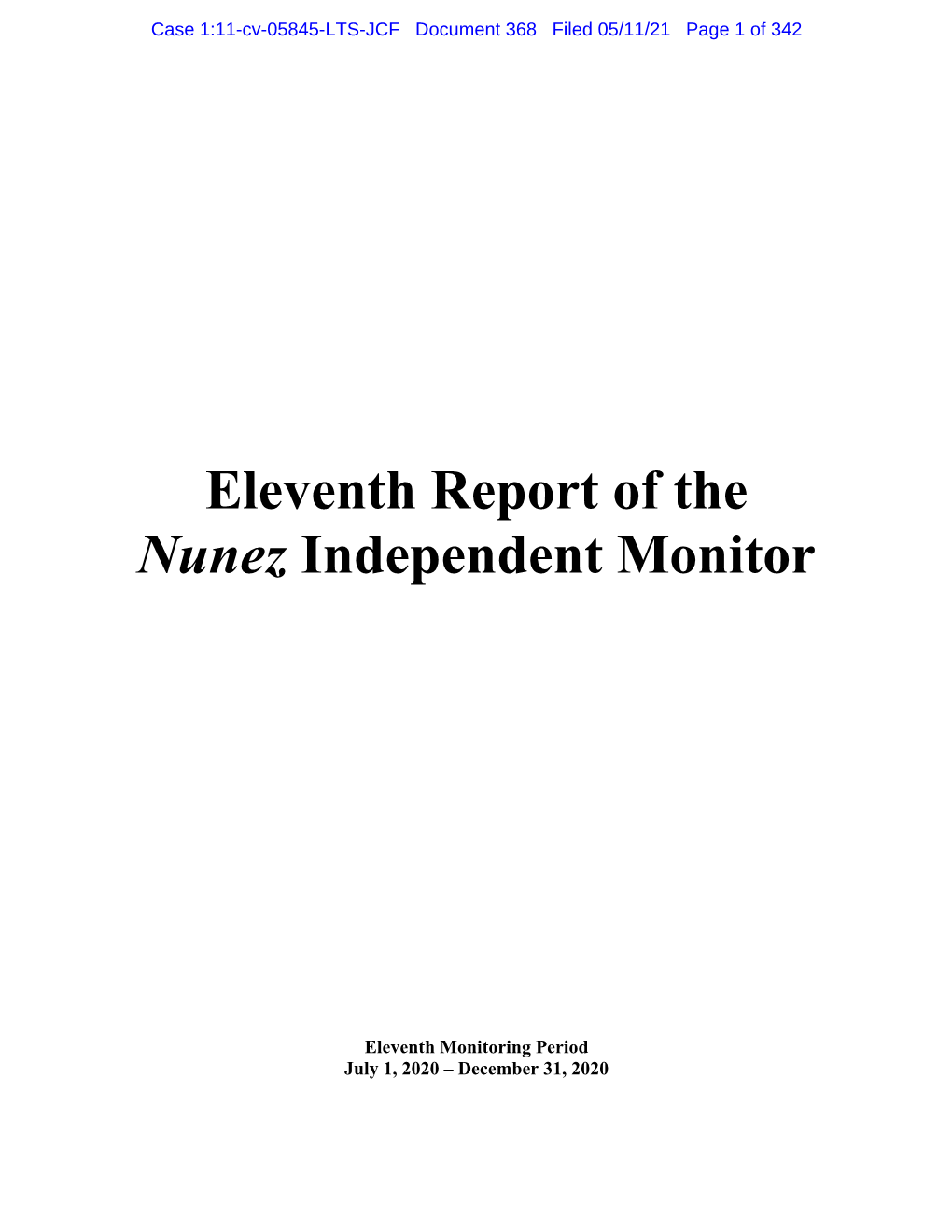 Eleventh Report of the Nunez Independent Monitor