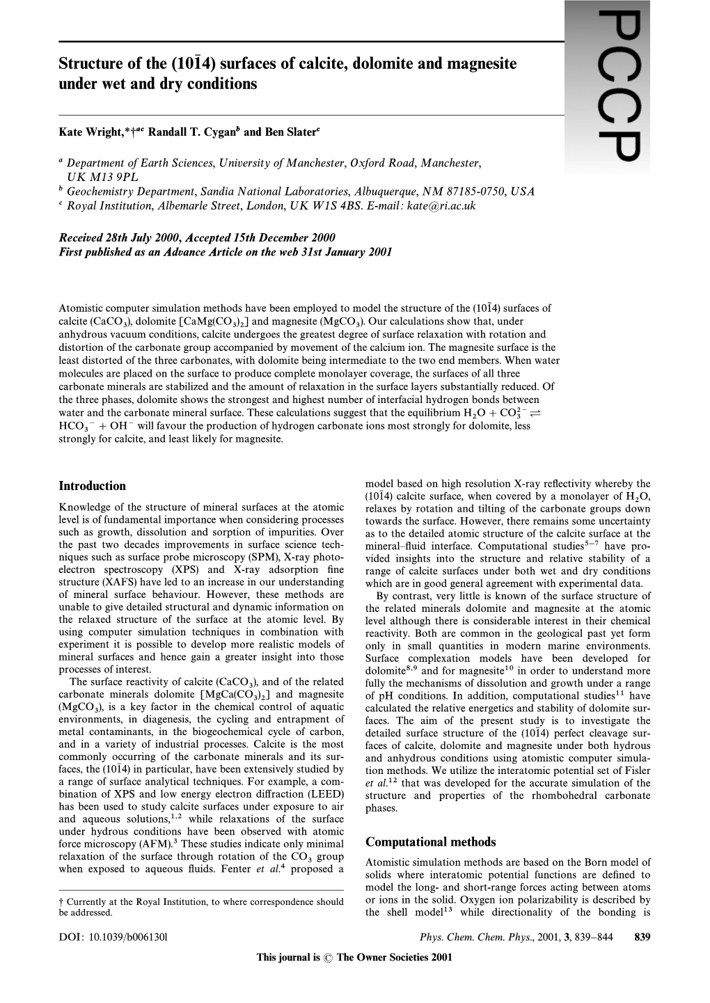 Structure of the Surfaces of Calcite, Dolomite and Magnesite (10164