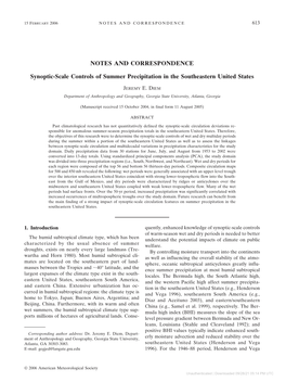 NOTES and CORRESPONDENCE Synoptic-Scale Controls of Summer