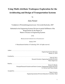 Using Multi-Attribute Tradespace Exploration for T He Architecting and Design of Transportation Systems