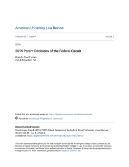 2015 Patent Decisions of the Federal Circuit