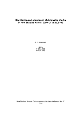 Distribution and Abundance of Deepwater Sharks in New Zealand Waters, 2000–01 to 2005–06