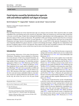 Coral Injuries Caused by Spirobranchus Opercula with and Without Epibiotic Turf Algae at Curaçao