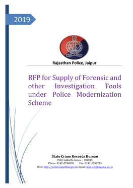 RFP for Supply of Forensic and Other Investigation Tools Under Police Modernization Scheme
