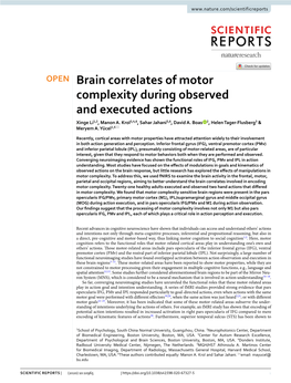 Brain Correlates of Motor Complexity During Observed and Executed Actions Xinge Li1,2, Manon A