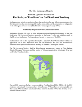 Society of the Families of the Old Northwest Territory Rules And