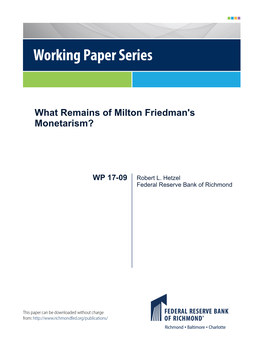 What Remains of Milton Friedman's Monetarism?