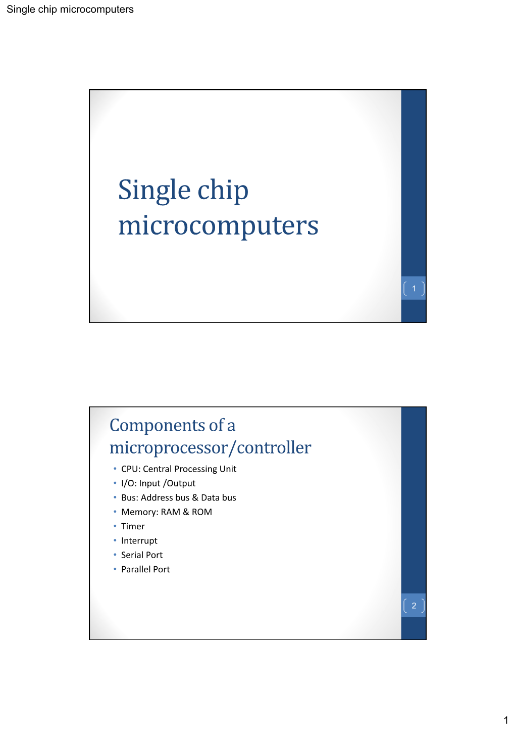 Single Chip Microcomputers