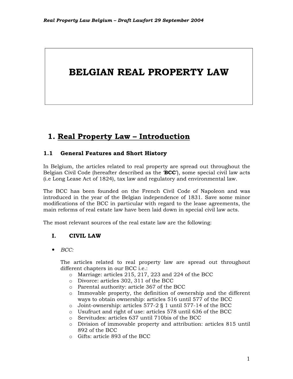 Belgian Real Property Law