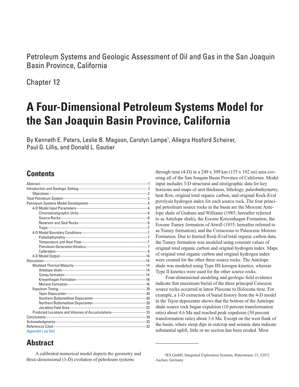 A Four-Dimensional Petroleum Systems Model for the San Joaquin Basin Province, California