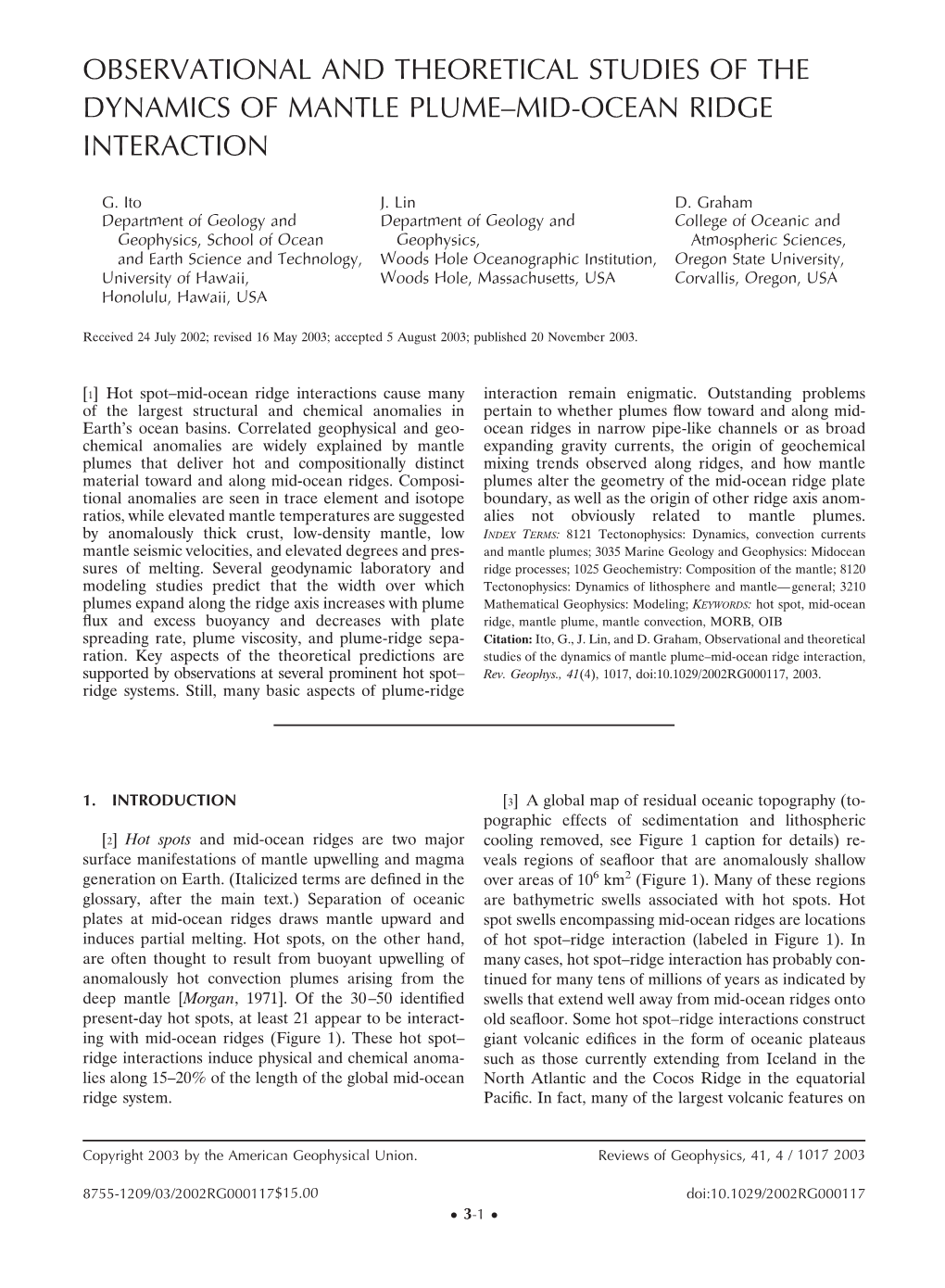 Observational and Theoretical Studies of the Dynamics of Mantle Plume–Mid-Ocean Ridge Interaction