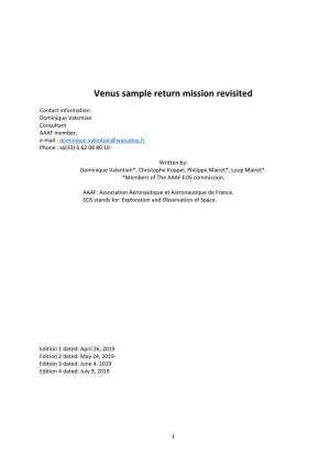 Venus Sample Return Mission Revisited