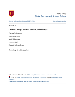 Ursinus College Alumni Journal, Winter 1949