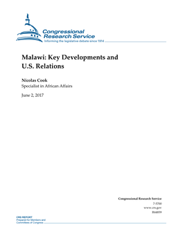 Malawi: Key Developments and U.S