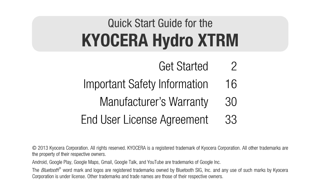 Kyocera Hydro XTRM Quick Start Guide