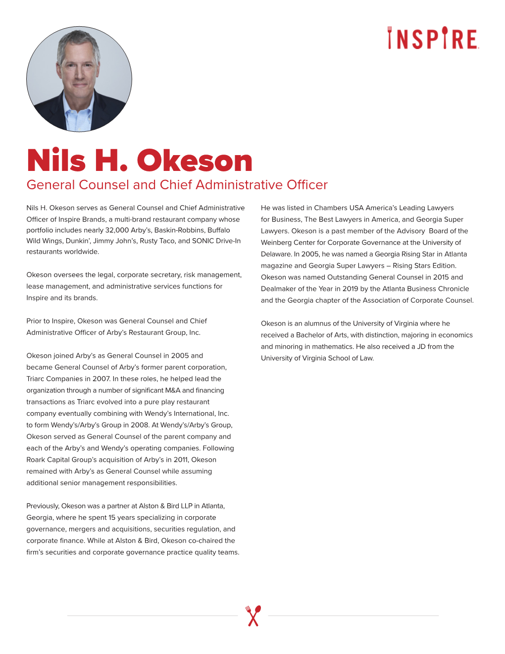 Nils H. Okeson General Counsel and Chief Administrative Officer