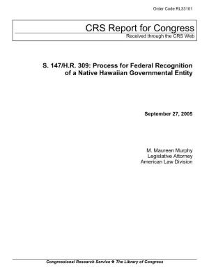 Process for Federal Recognition of a Native Hawaiian Governmental Entity