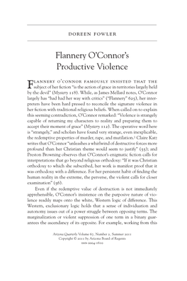 Flannery O'connor's Productive Violence