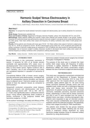 Harmonic Scalpel Versus Electrocautery in Axillary Dissection