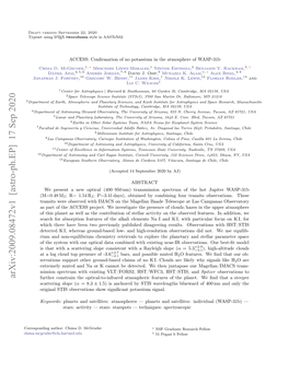 Arxiv:2009.08472V1 [Astro-Ph.EP] 17 Sep 2020 Further Constrain the Optical-To-Infrared Atmospheric Features of the Planet