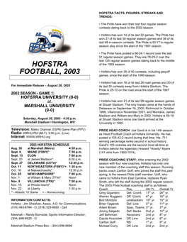 Hofstra Football, 2003