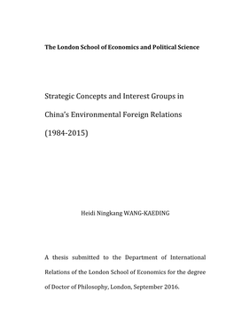 Strategic Concepts and Interest Groups in China's Environmental