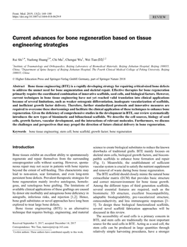 Current Advances for Bone Regeneration Based on Tissue Engineering Strategies