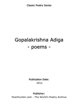 Gopalakrishna Adiga - Poems