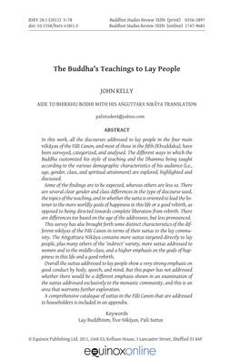 The Buddha's Teachings to Lay People